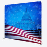 Lofaris Us Flag With White House Square Tension Backdrop